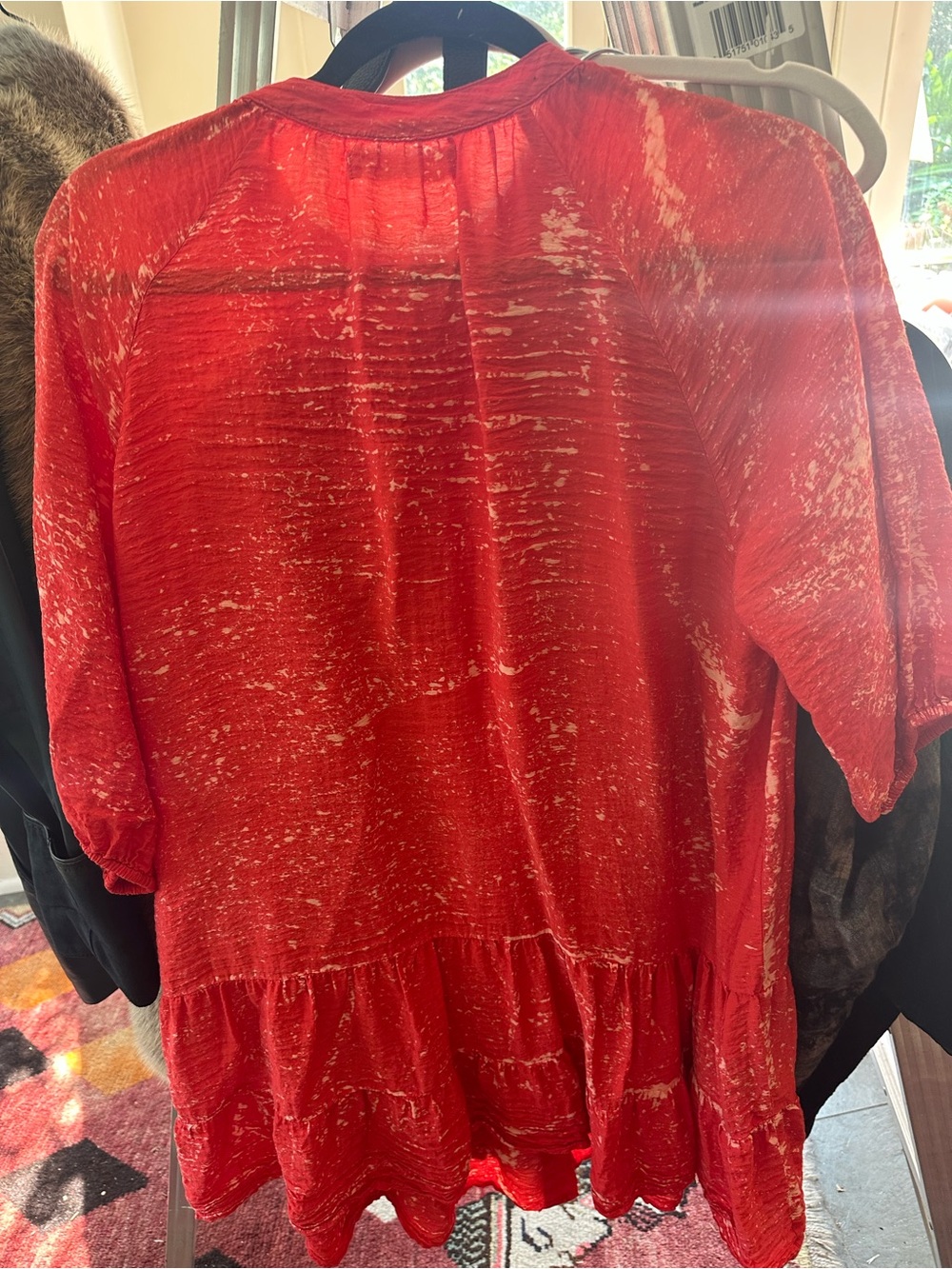 Electric & Rose Distressed Red Button-Front Tunic - Picture 3 of 4